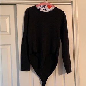 Dark Grey Donna Karan long sleeve Body Suit
